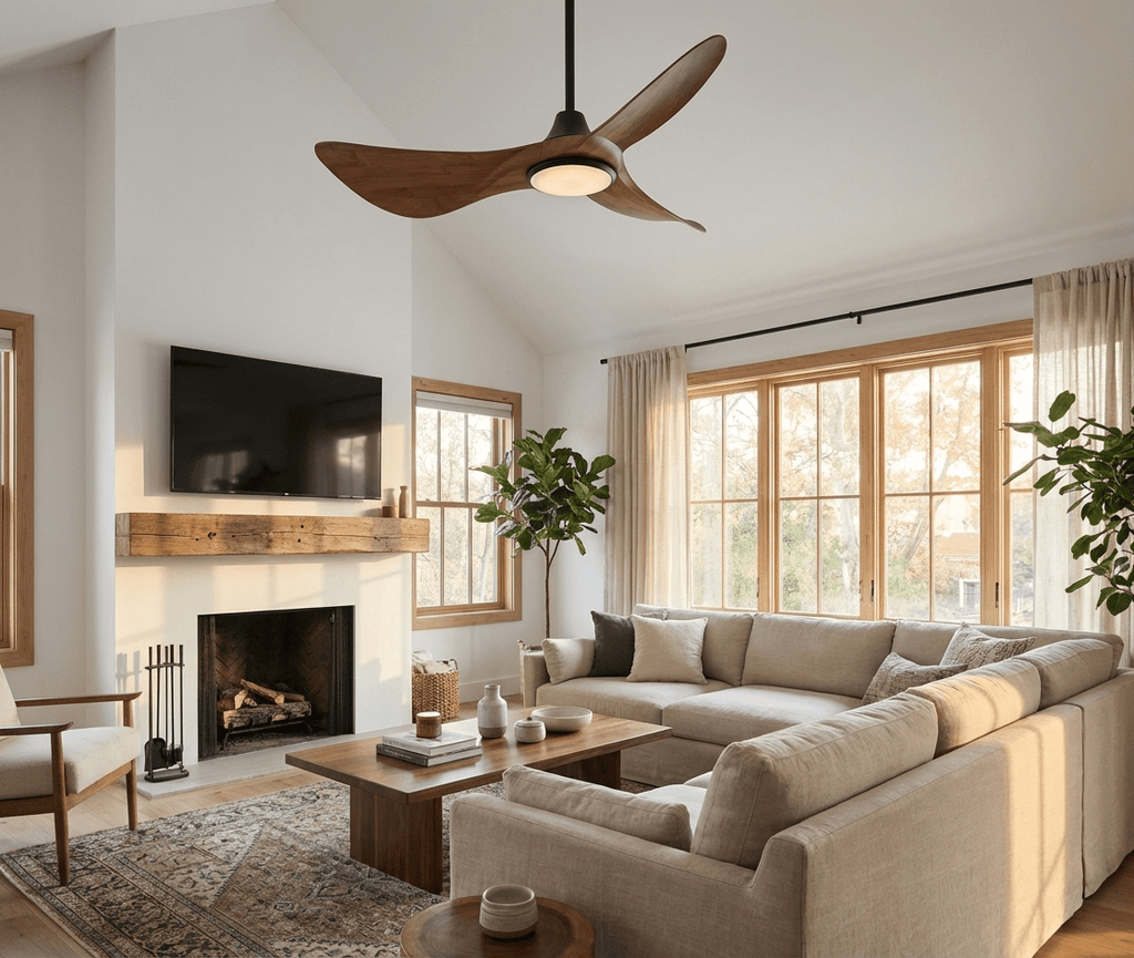 3 Blade Wood Ceiling Fan with Light — Ceiling Fan | Maison Monashee — view 2