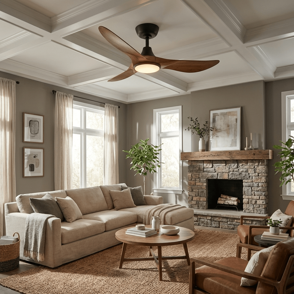 3 Blade Wood Ceiling Fan with Light — Ceiling Fan | Maison Monashee — view 7
