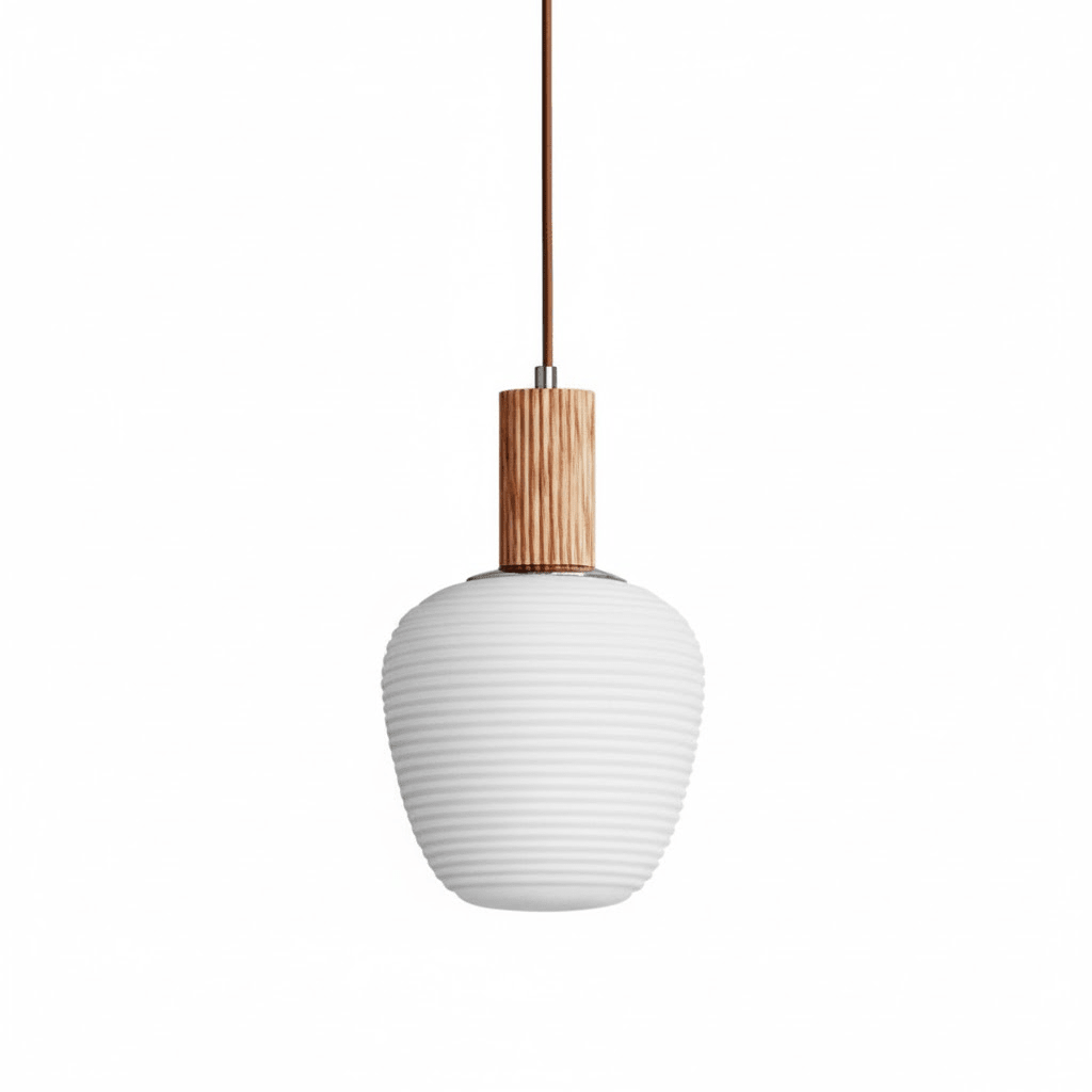 White Fluted Pendant Light — Pendant Light | Maison Monashee — view 12