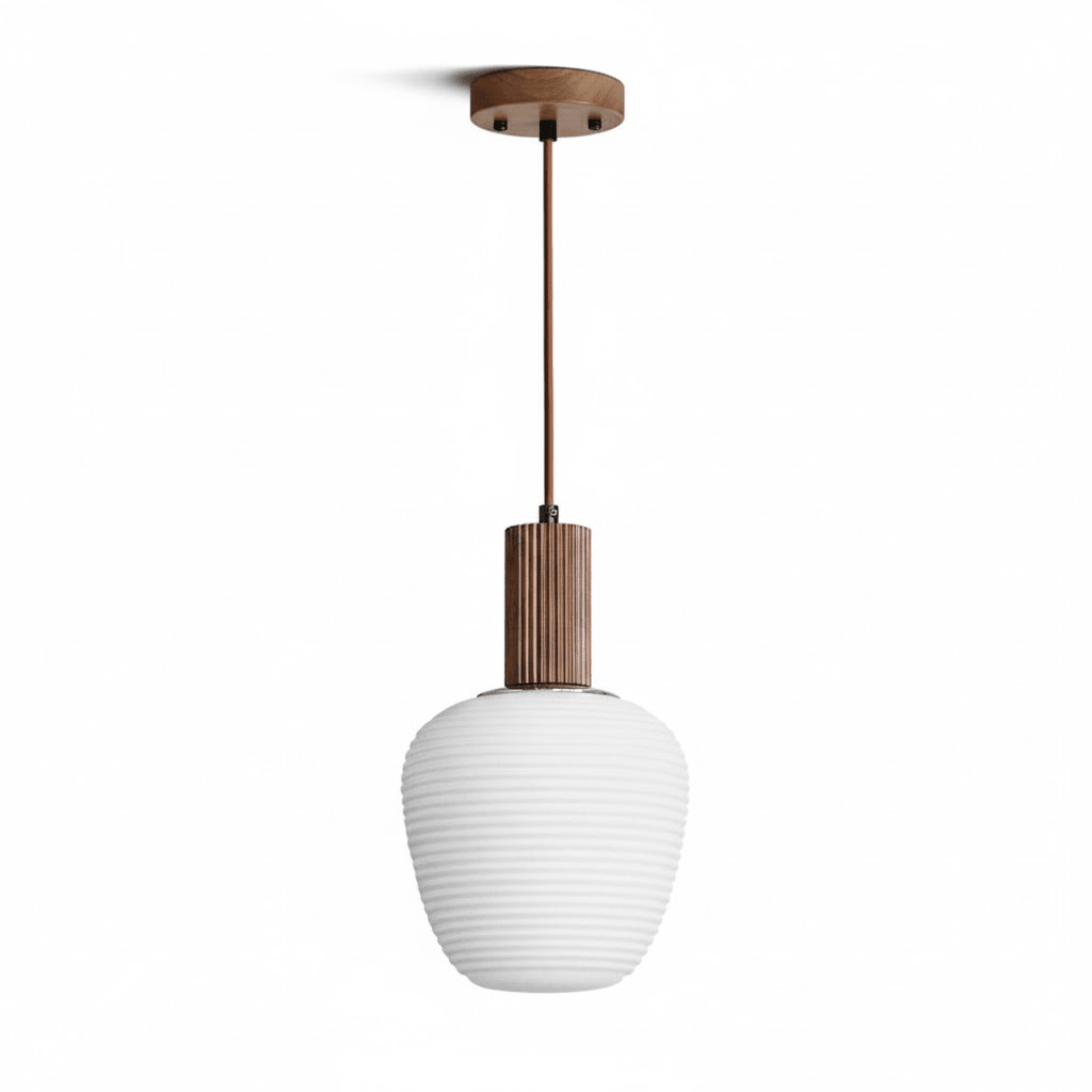 White Fluted Pendant Light — Pendant Light | Maison Monashee — view 17
