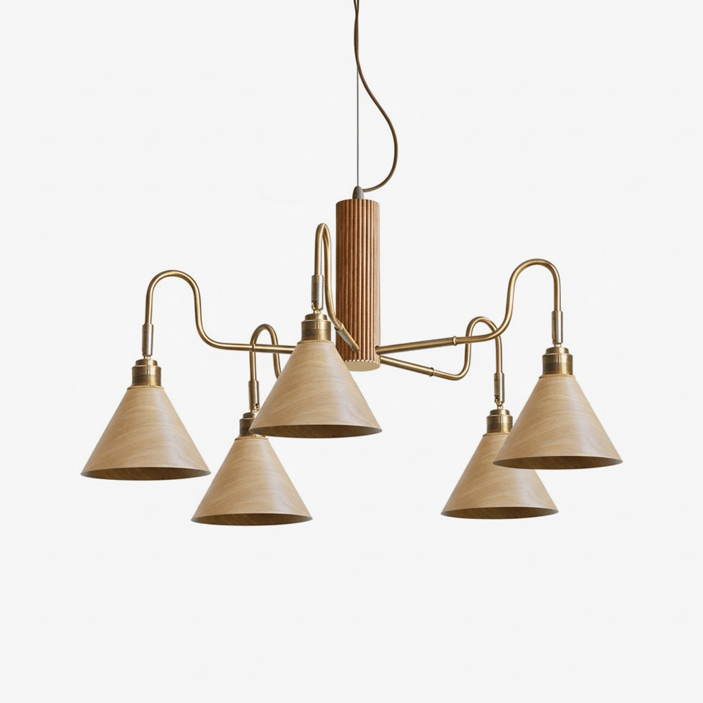 Mid-Century Modern Wood Chandelier — Chandelier | Maison Monashee — view 8