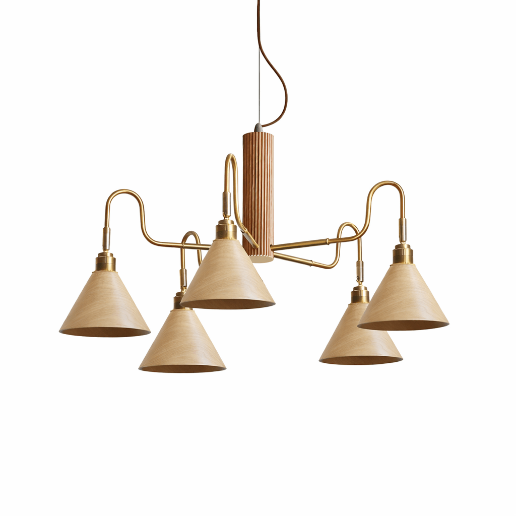 Mid-Century Modern Wood Chandelier — Chandelier | Maison Monashee — view 13