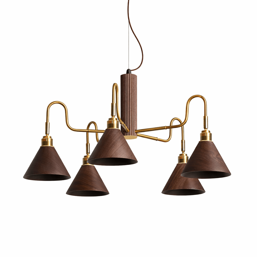 Mid-Century Modern Wood Chandelier — Chandelier | Maison Monashee — view 14