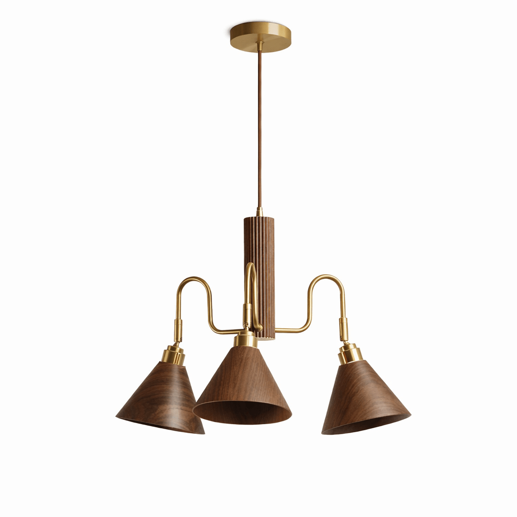 Mid-Century Modern Wood Chandelier — Chandelier | Maison Monashee — view 15