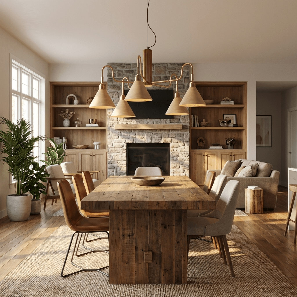 Mid-Century Modern Wood Chandelier — Chandelier | Maison Monashee — view 4