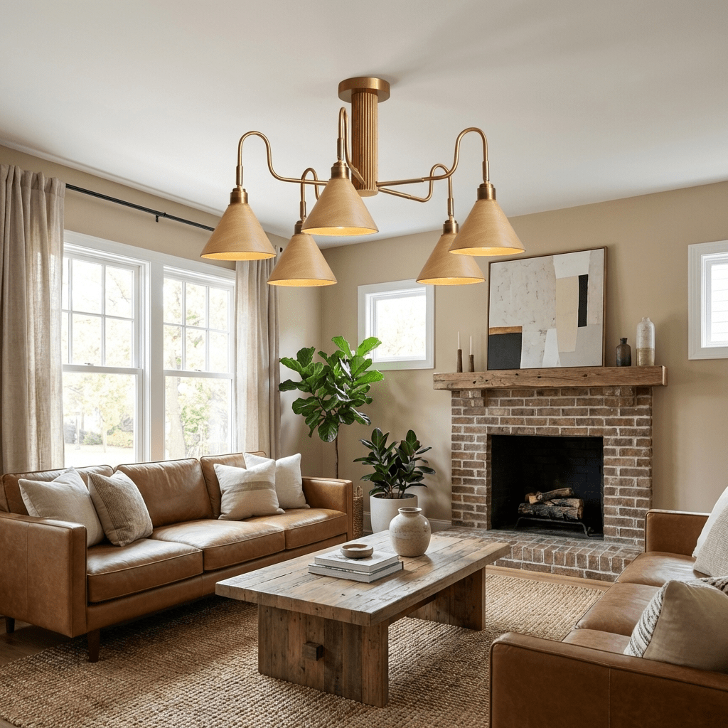 Mid-Century Modern Wood Chandelier — Chandelier | Maison Monashee — view 6