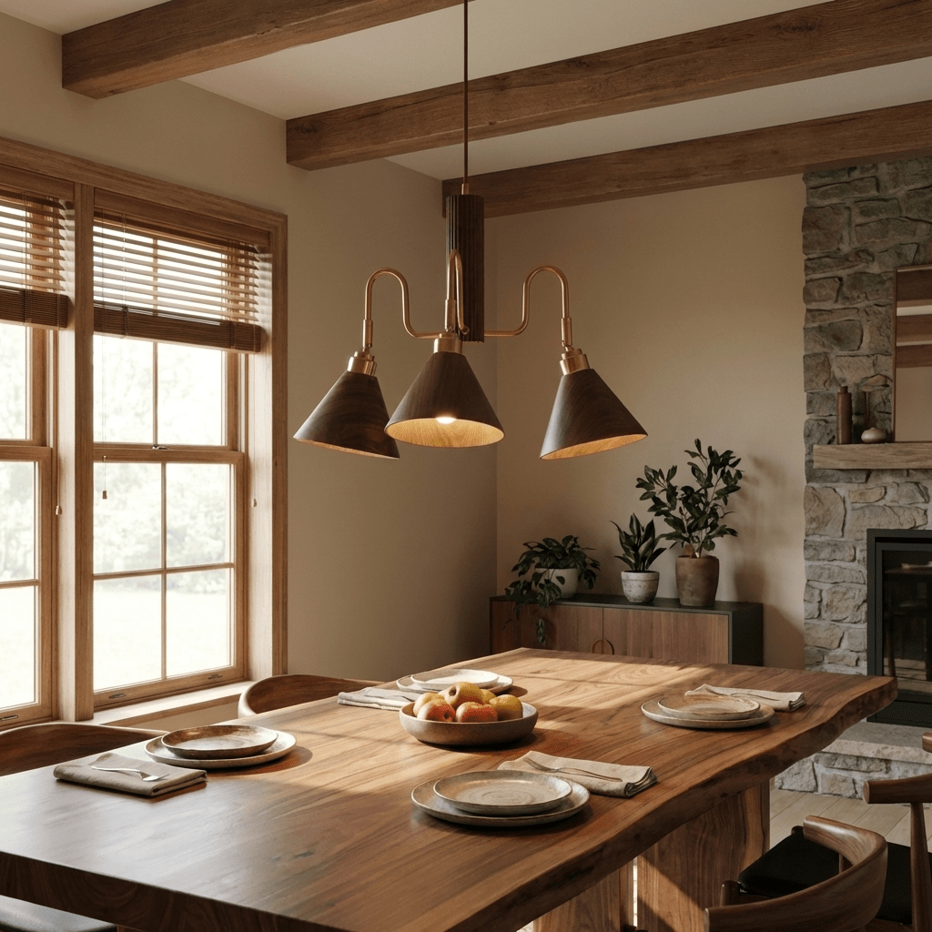 Mid-Century Modern Wood Chandelier — Chandelier | Maison Monashee — view 2
