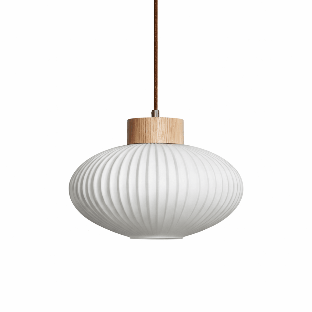 Ribbed Milk Glass Pendant Light — Pendant Light | Maison Monashee — view 6