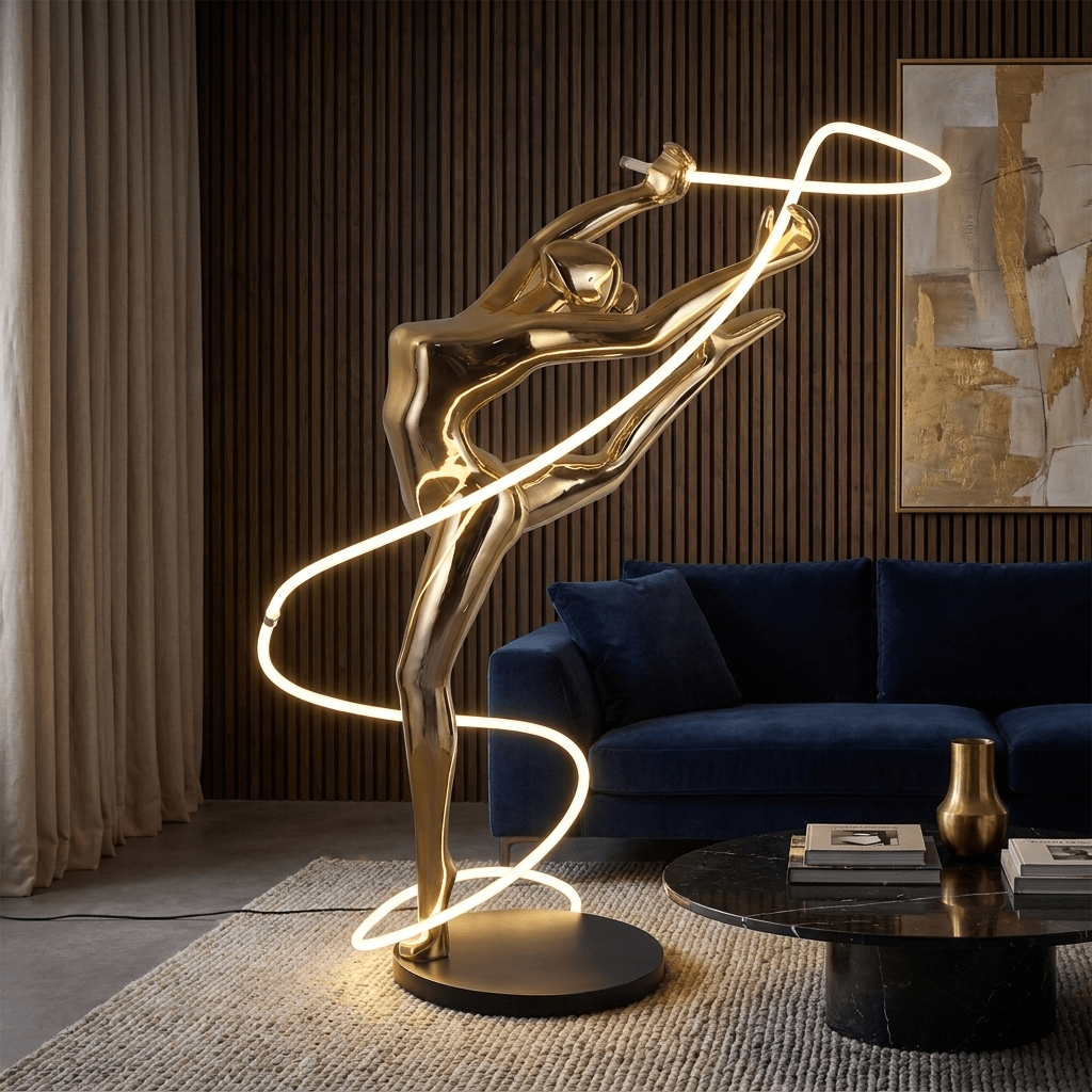 Gold LED Floor Lamp — Floor Lamp | Maison Monashee — view 8