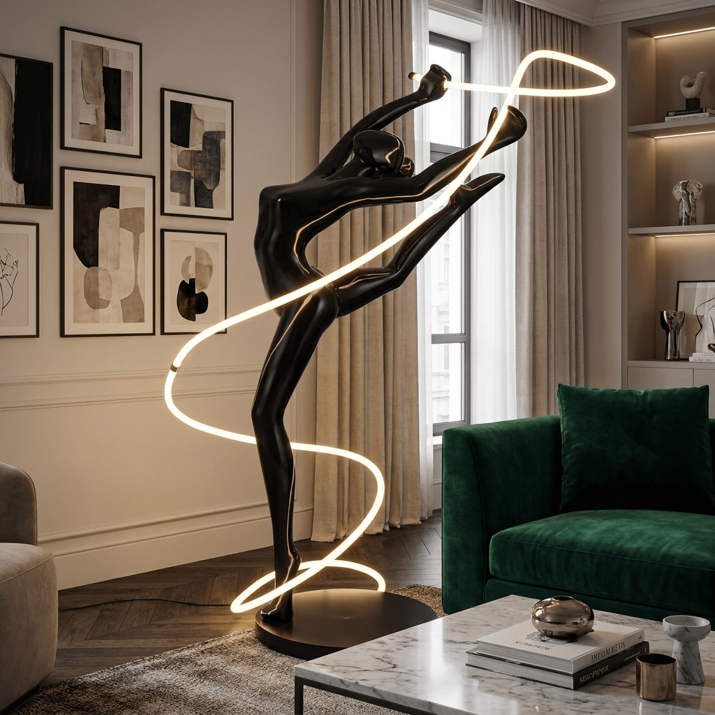 Gold LED Floor Lamp — Floor Lamp | Maison Monashee — view 10