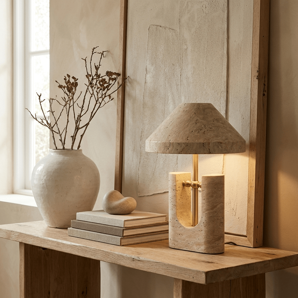 Beige and Gold Table Lamp — Table Lamp | Maison Monashee — view 7