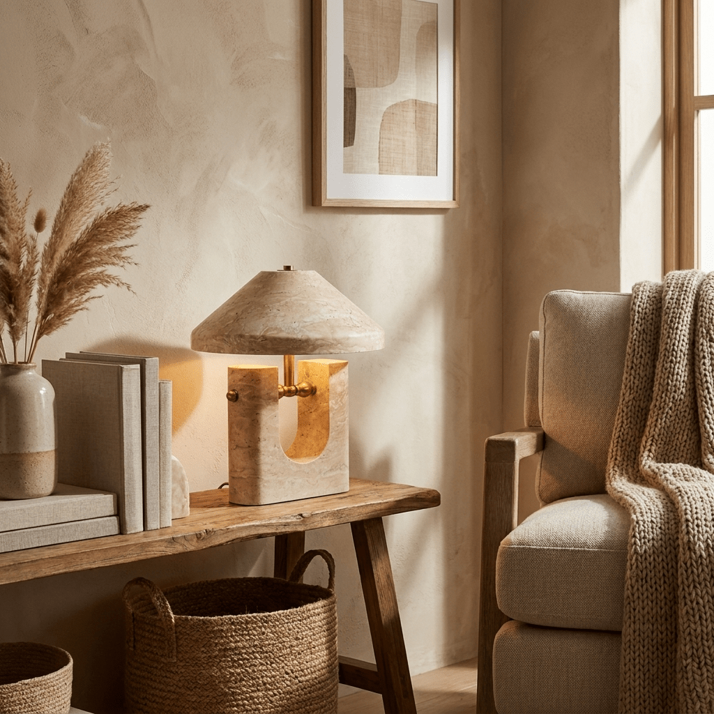 Beige and Gold Table Lamp — Table Lamp | Maison Monashee — view 10