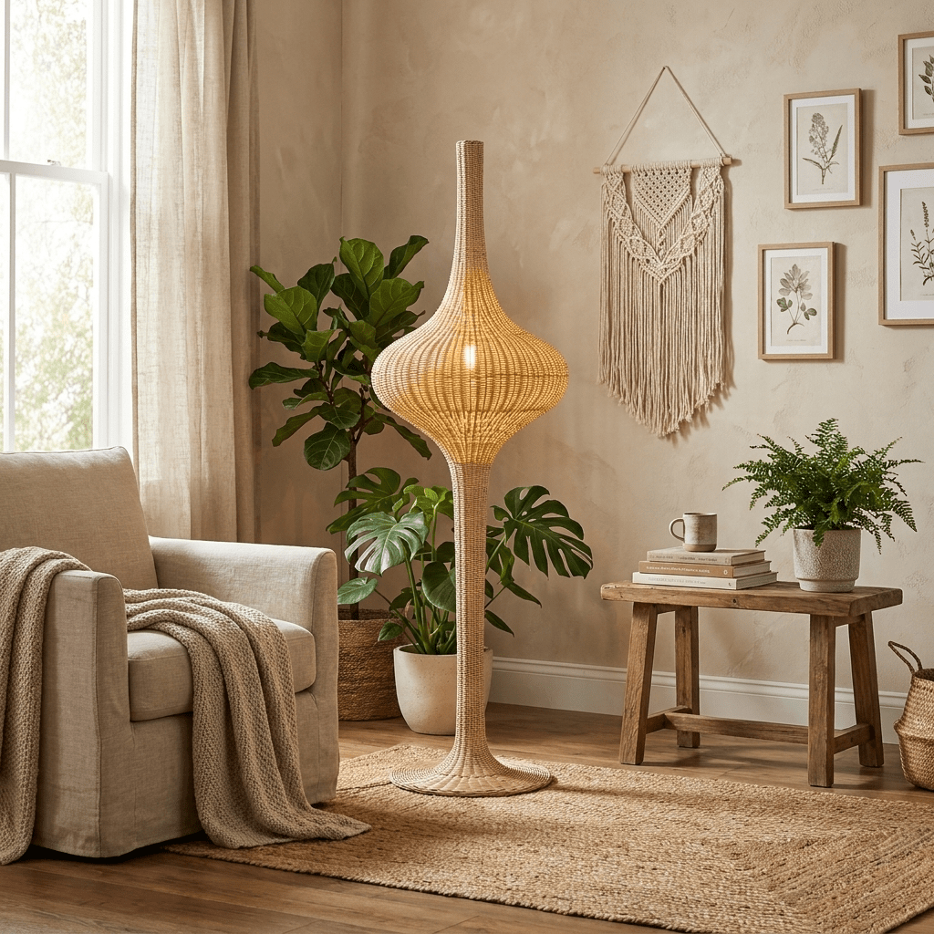 Natural Rattan Floor Lamp — Floor Lamp | Maison Monashee — view 3