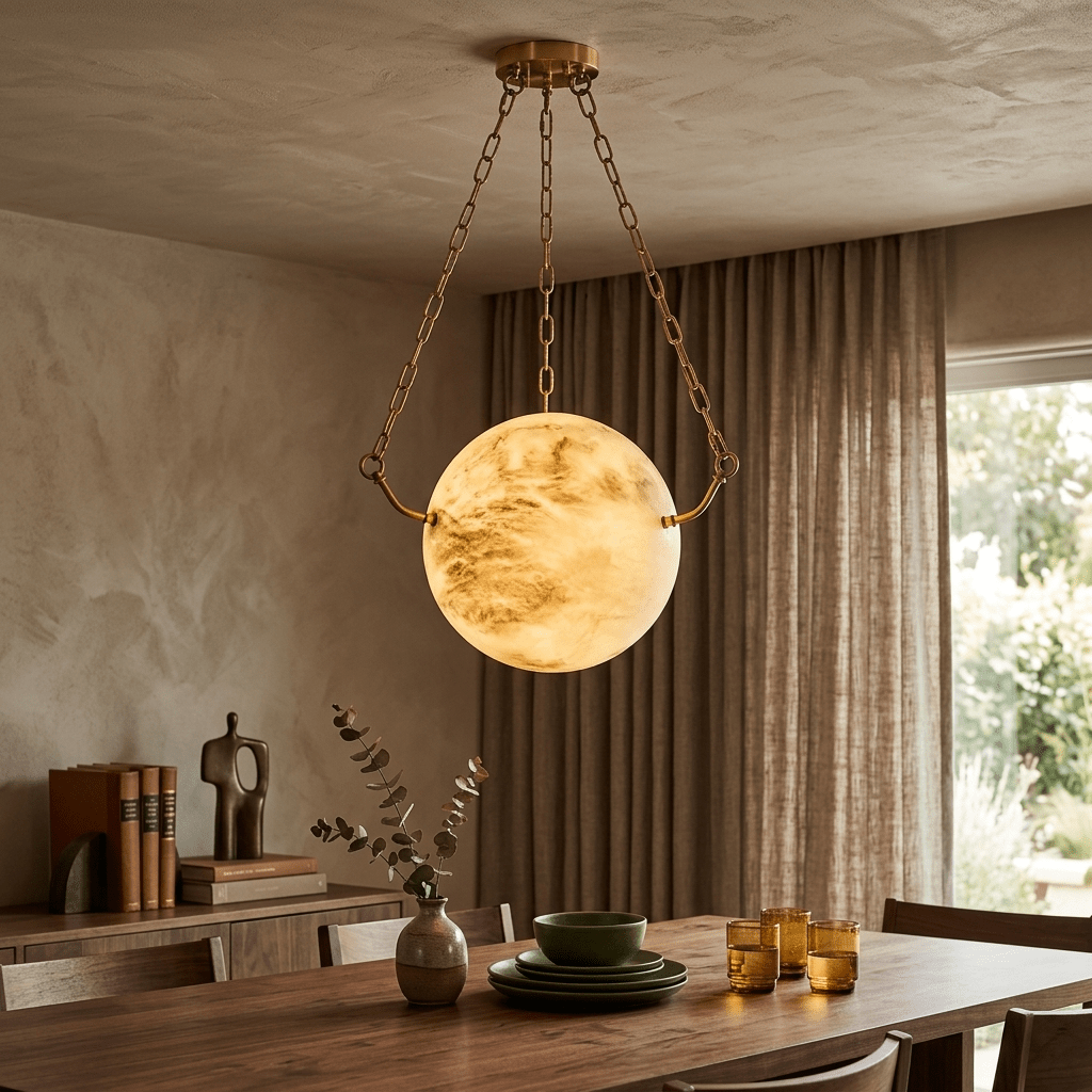 Alabaster Sphere Pendant Light — Pendant Light | Maison Monashee — view 2