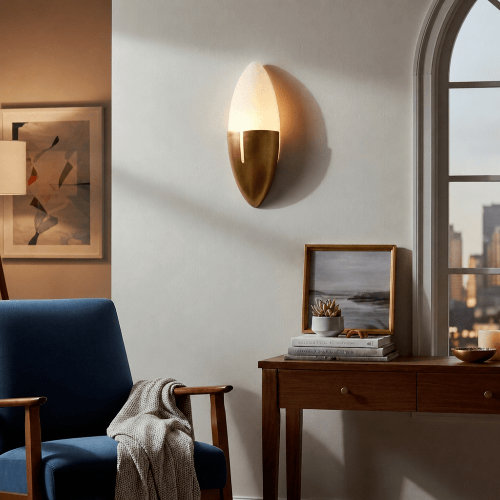 Gold and White Sconce — Wall Sconce | Maison Monashee — view 4