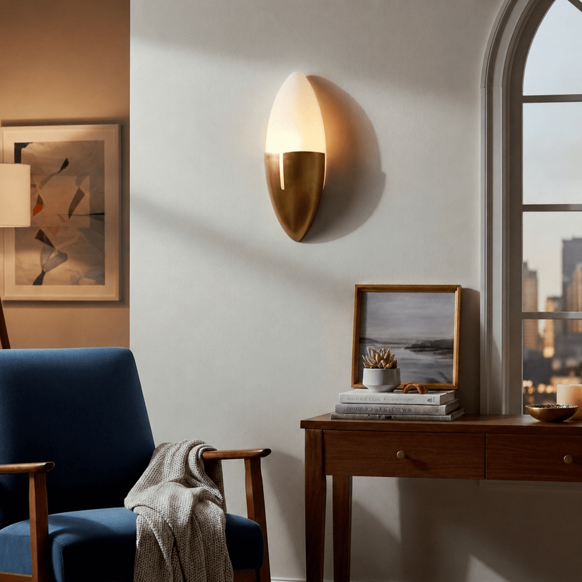 Gold and White Sconce — Wall Sconce | Maison Monashee — view 4