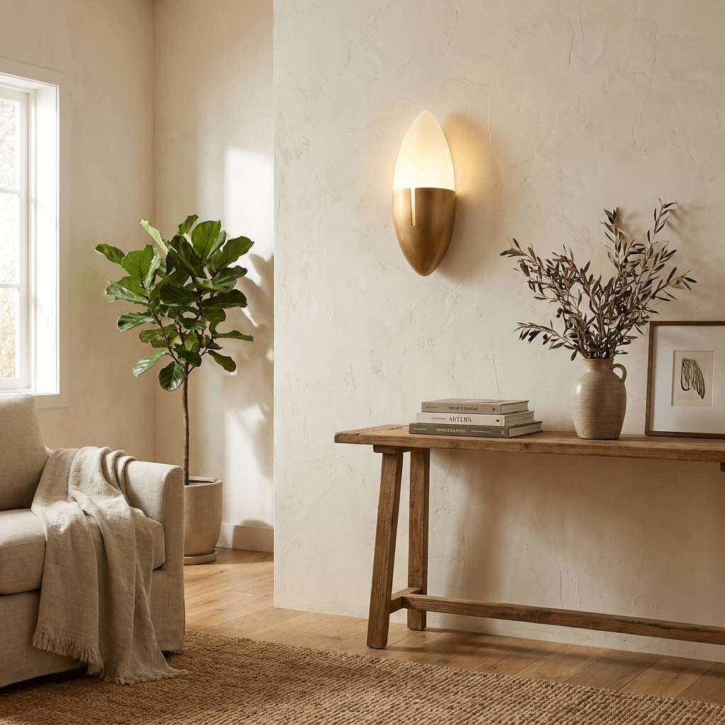Gold and White Sconce — Wall Sconce | Maison Monashee — view 8