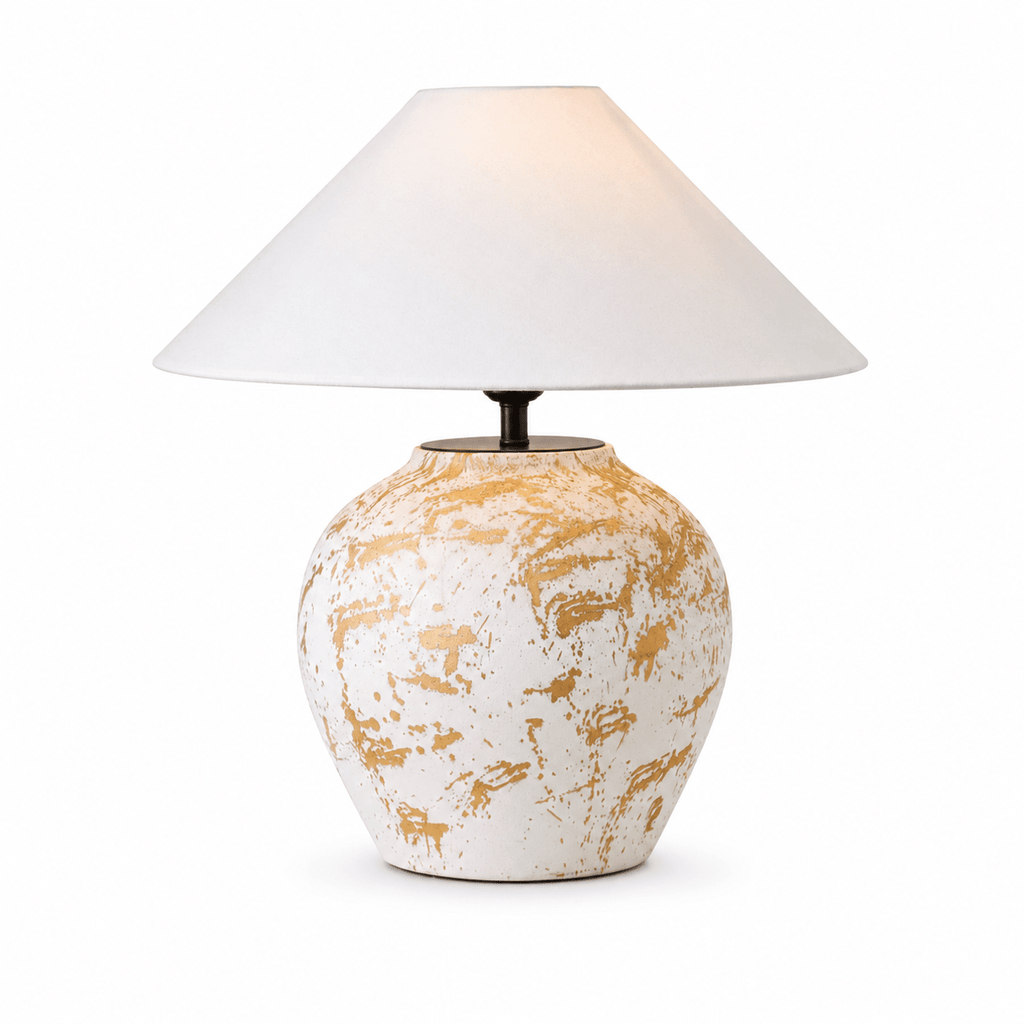 White Round Ceramic Table Lamp — Table Lamp | Maison Monashee — view 5