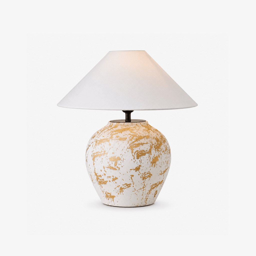 White Round Ceramic Table Lamp — Table Lamp | Maison Monashee