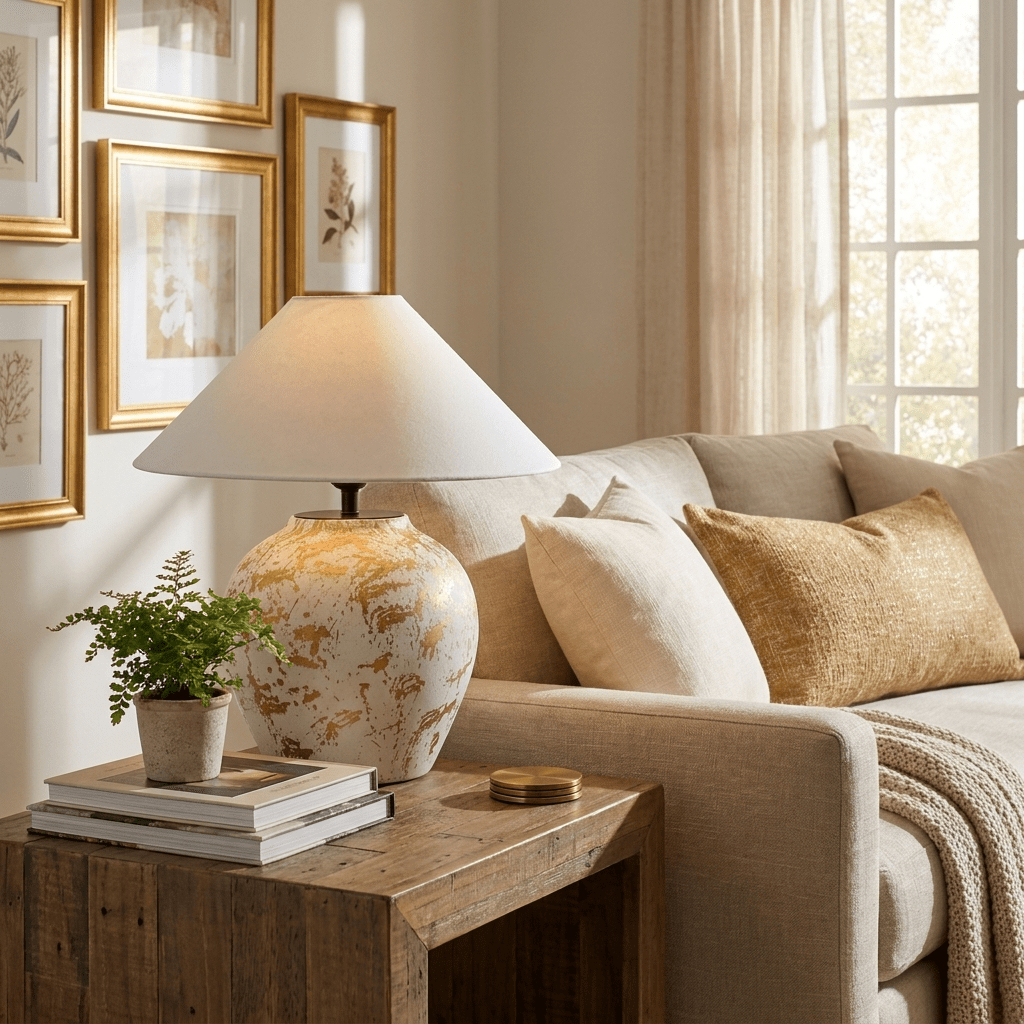 White Round Ceramic Table Lamp — Table Lamp | Maison Monashee — view 7