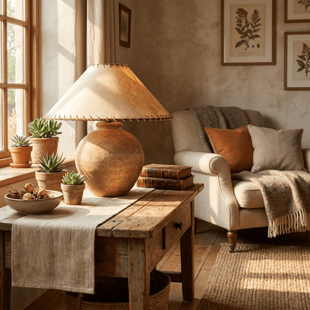 Terracotta Ceramic Table Lamp — Table Lamp | Maison Monashee — view 4