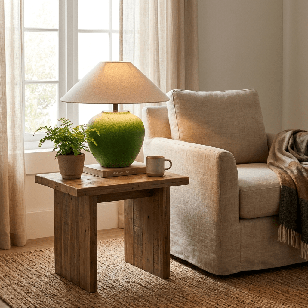 Green Ceramic Table Lamp — Table Lamp | Maison Monashee — view 2