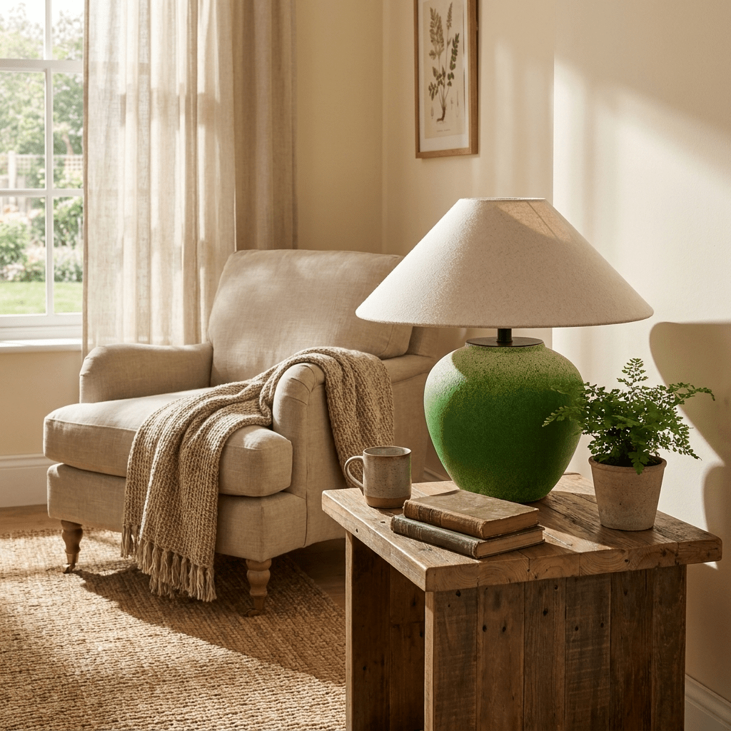 Green Ceramic Table Lamp — Table Lamp | Maison Monashee — view 3