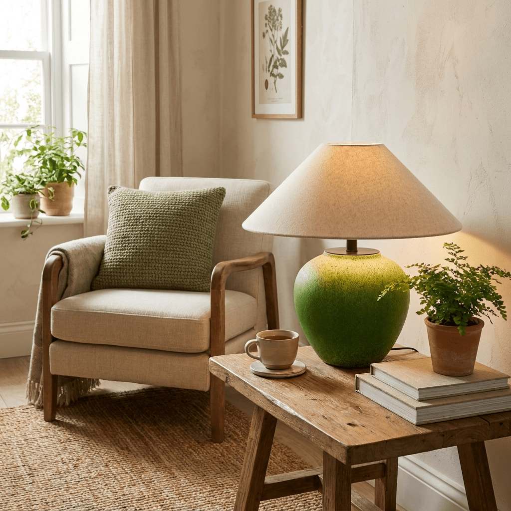 Green Ceramic Table Lamp — Table Lamp | Maison Monashee — view 6