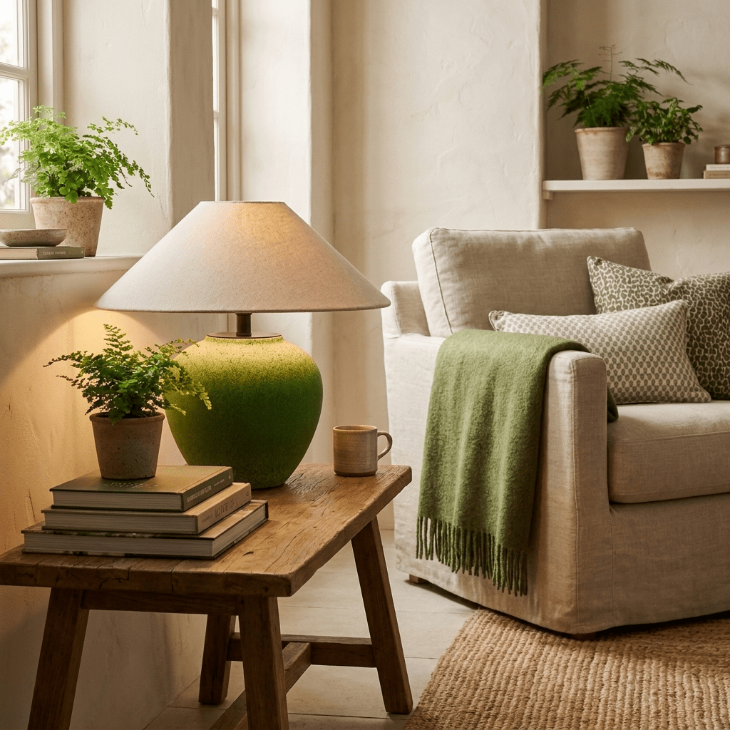 Green Ceramic Table Lamp — Table Lamp | Maison Monashee — view 7