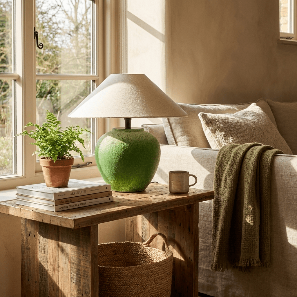 Green Ceramic Table Lamp — Table Lamp | Maison Monashee — view 8