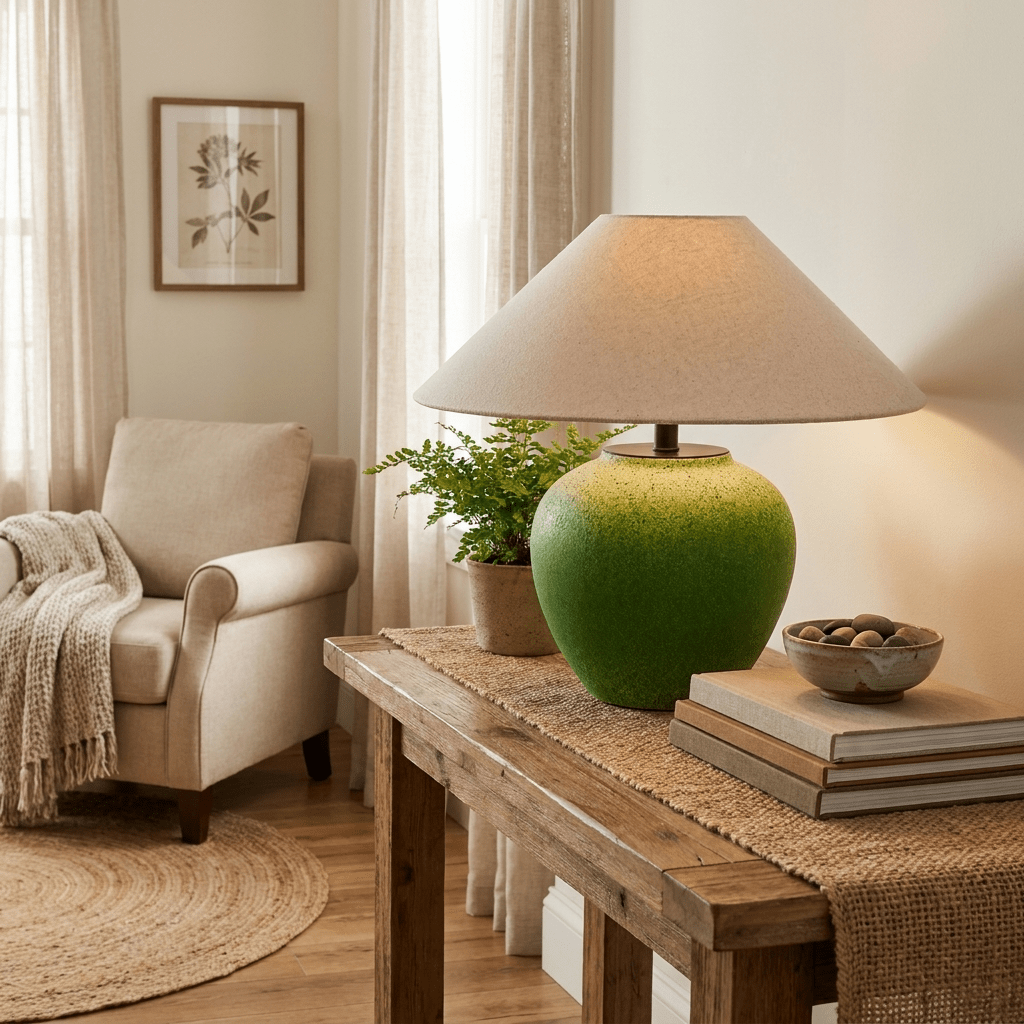 Green Ceramic Table Lamp — Table Lamp | Maison Monashee — view 5