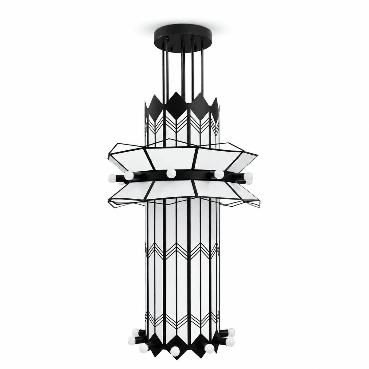 Black Art Deco Chandelier — Chandelier | Maison Monashee — view 7