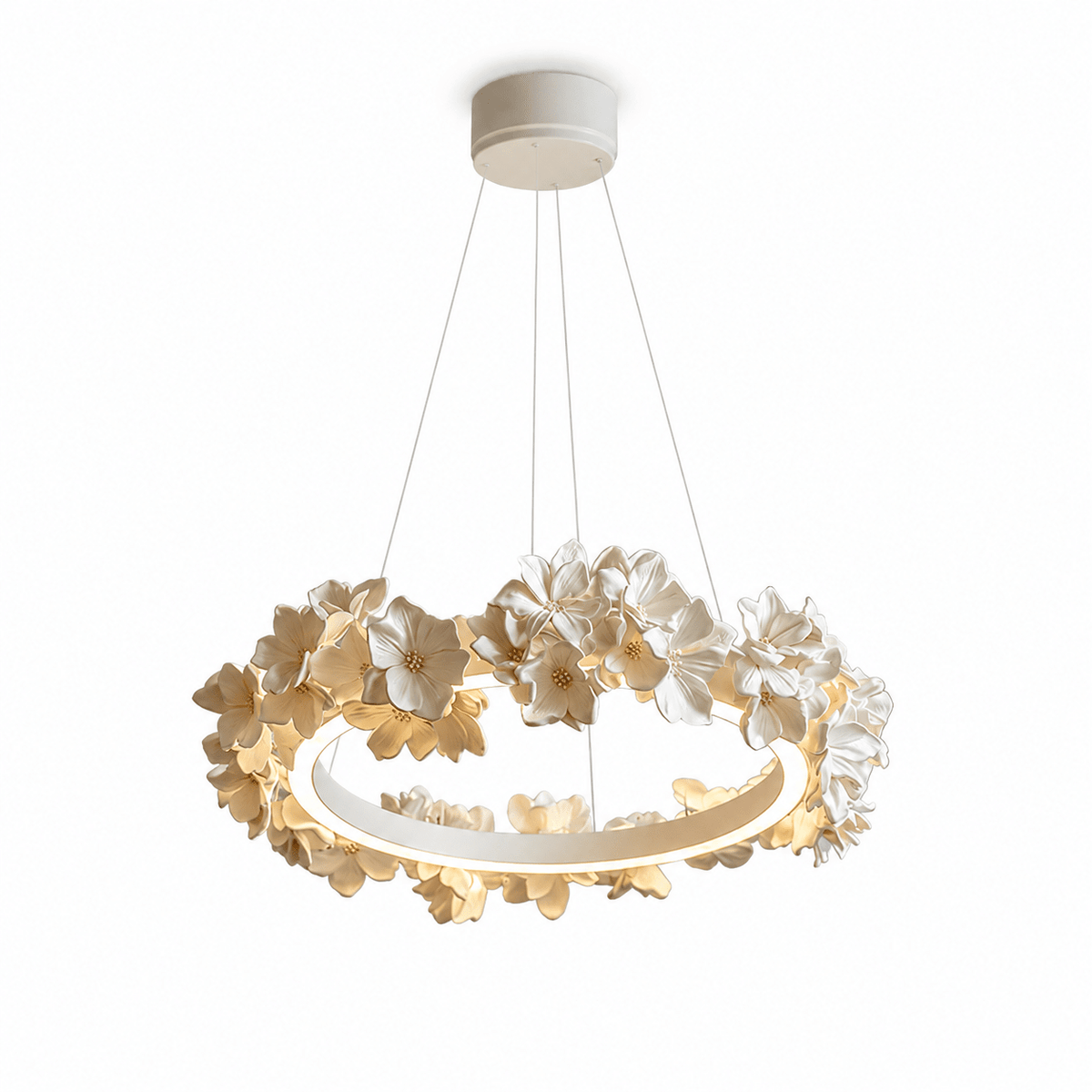 White Floral Chandelier — Chandelier | Maison Monashee — view 21