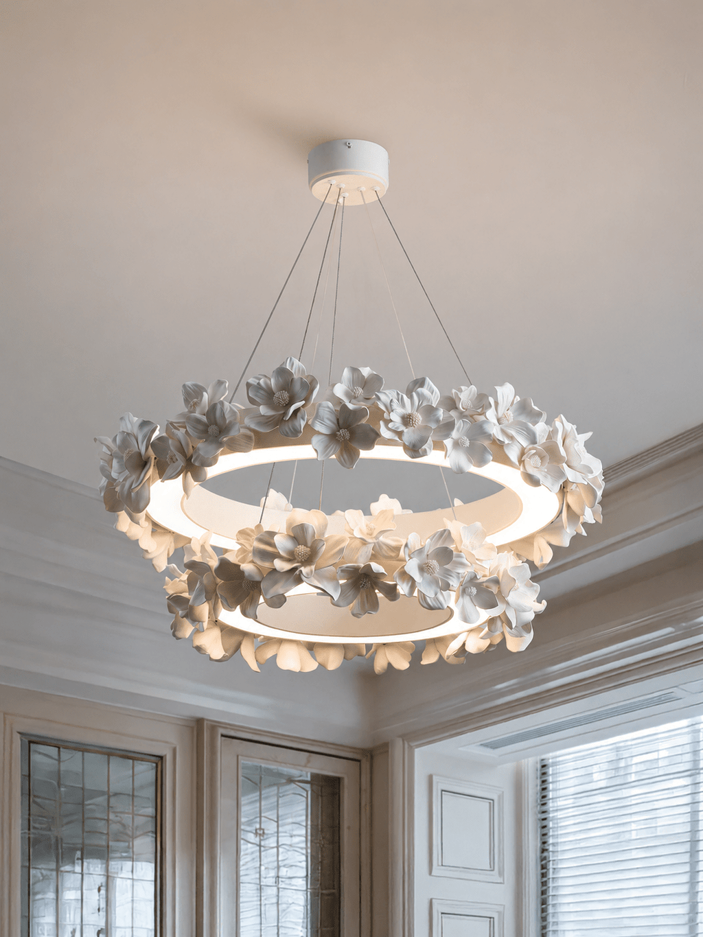 White Floral Chandelier — Chandelier | Maison Monashee — view 19
