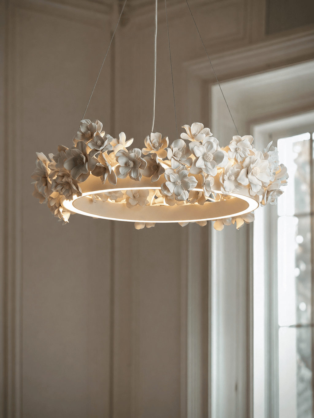 White Floral Chandelier — Chandelier | Maison Monashee — view 20