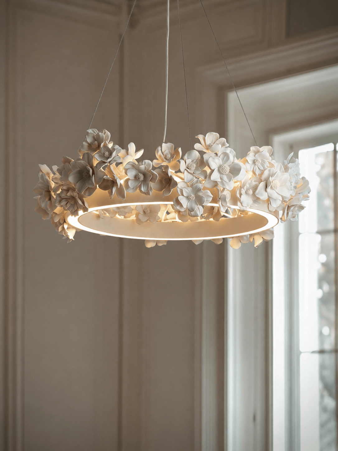 White Floral Chandelier — Chandelier | Maison Monashee — view 20
