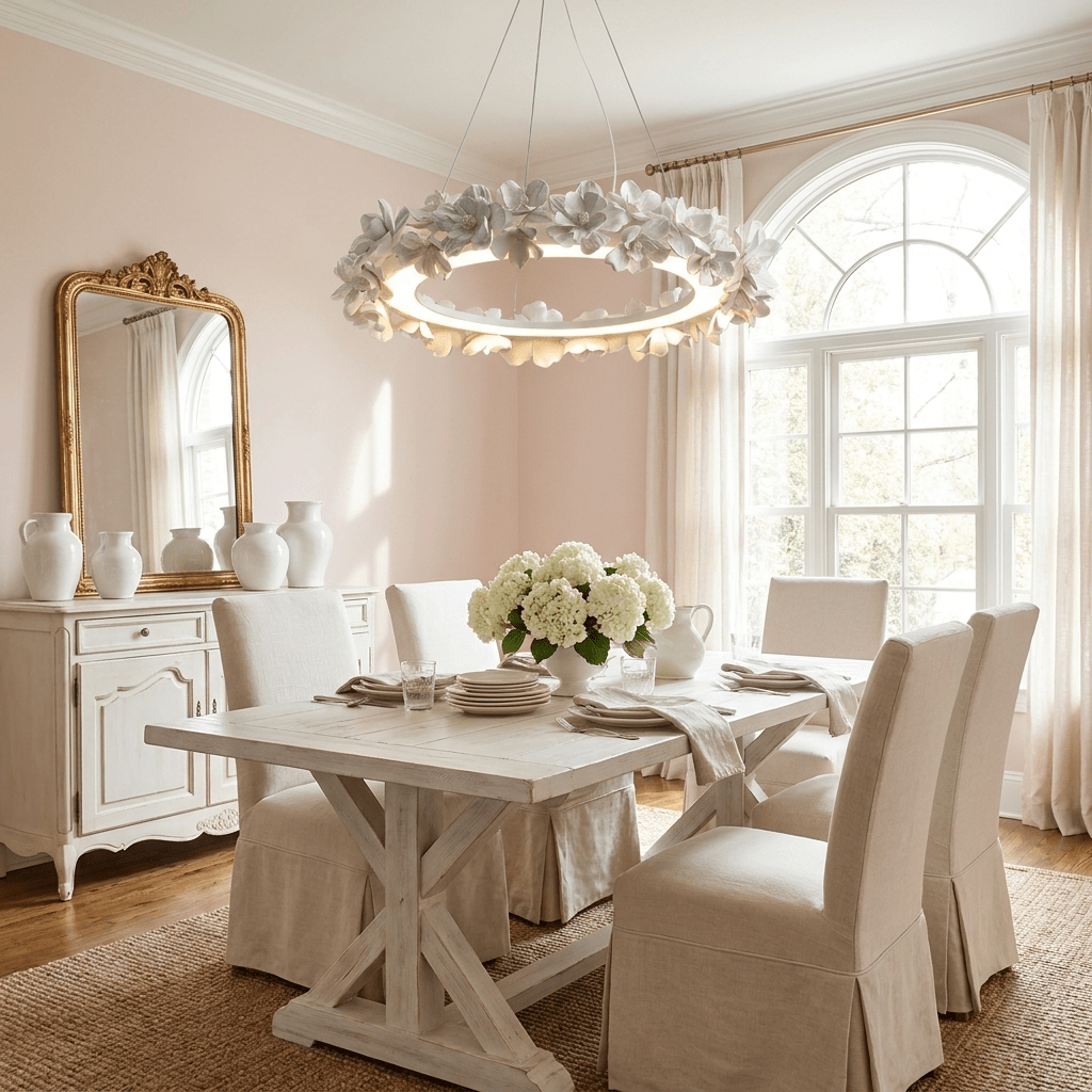 White Floral Chandelier — Chandelier | Maison Monashee — view 3