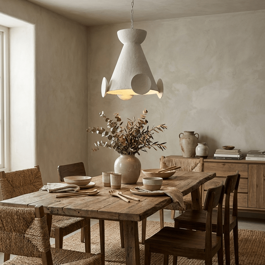 White Plaster Pendant Light — Pendant Light | Maison Monashee — view 16