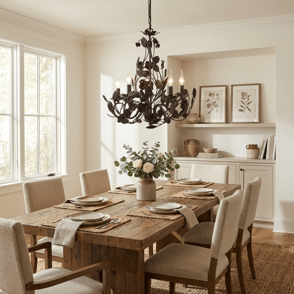 Black Wrought Iron Chandelier — Chandelier | Maison Monashee — view 4