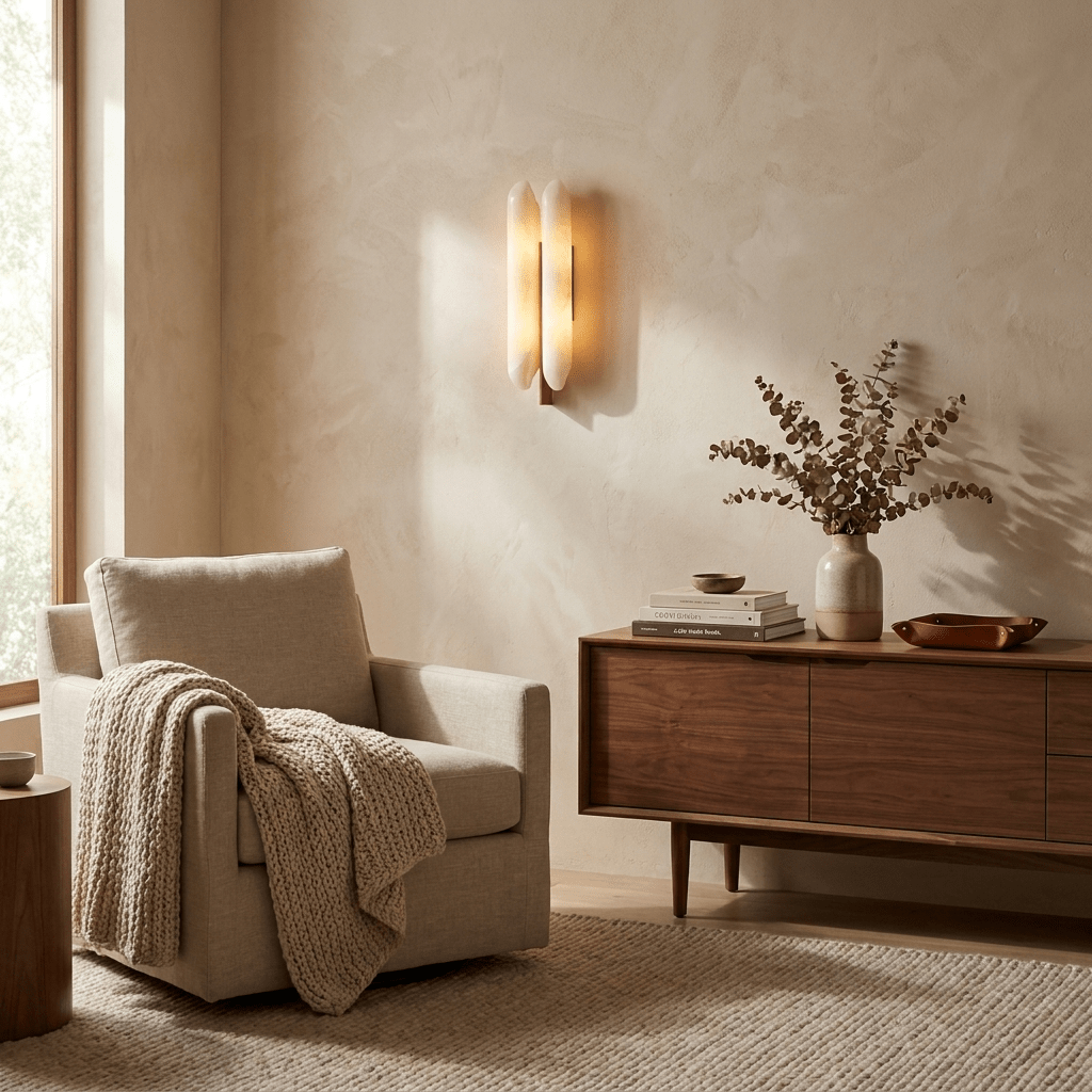 Large Alabaster Wall Sconce — Wall Sconce | Maison Monashee — view 5