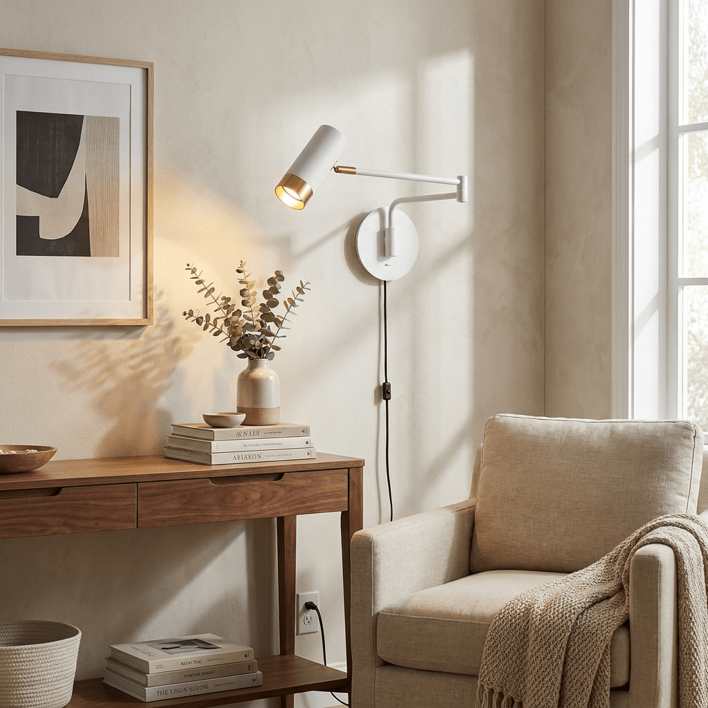 White Swing-Arm Sconce — Wall Sconce | Maison Monashee — view 4