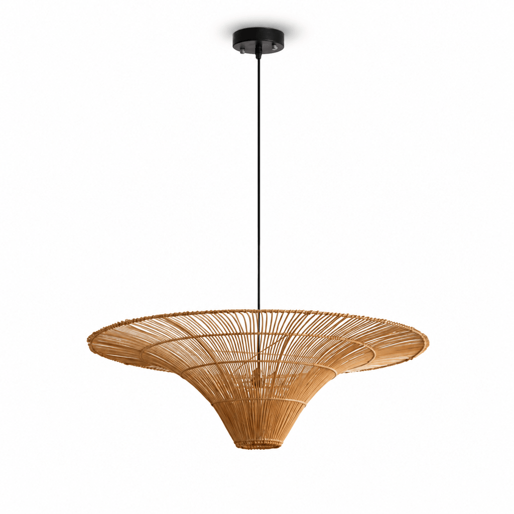 Wide Rattan Pendant Light — Pendant Light | Maison Monashee — view 15