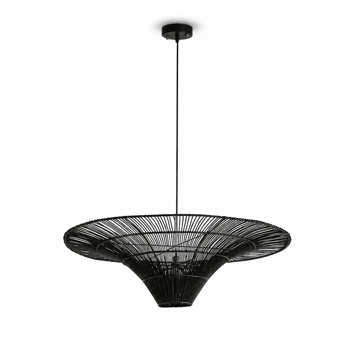 Wide Rattan Pendant Light — Pendant Light | Maison Monashee — view 16
