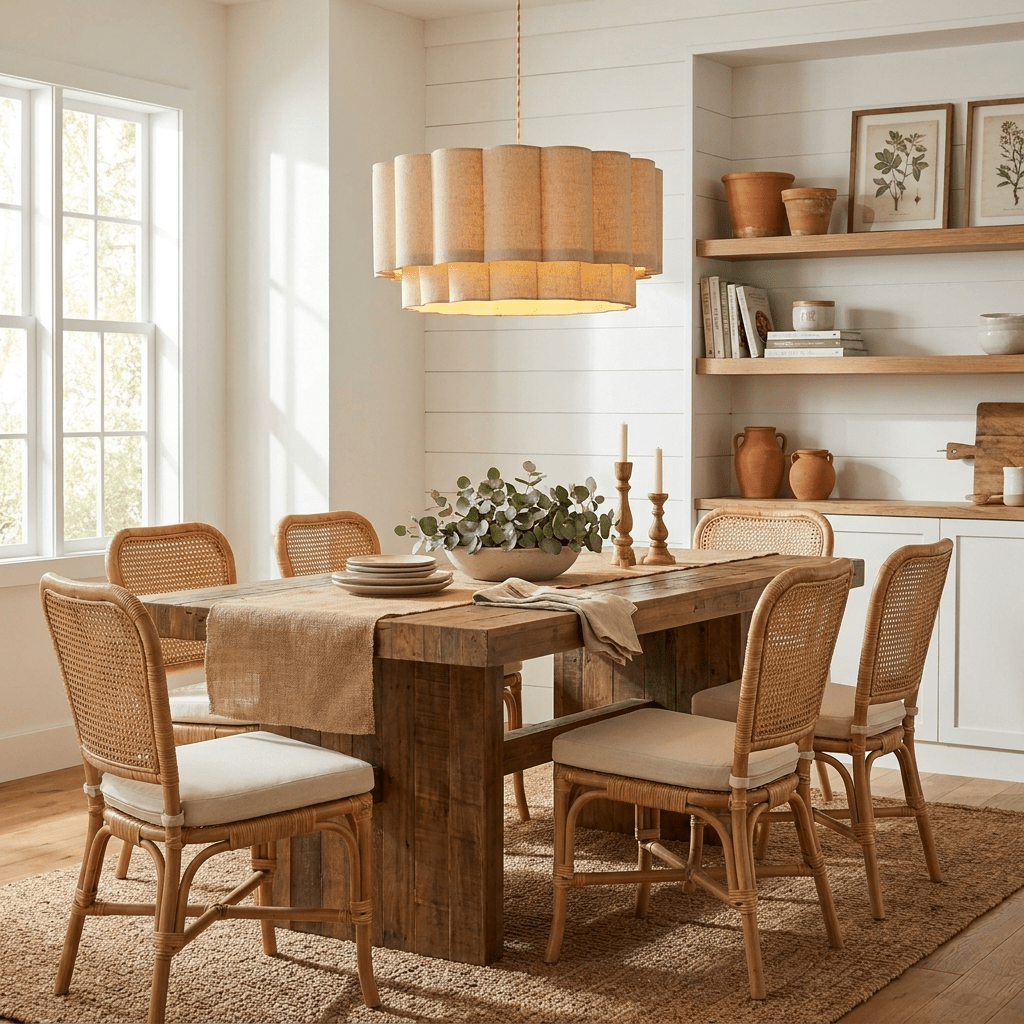 Linen Double Drum Pendant Light — Pendant Light | Maison Monashee — view 4