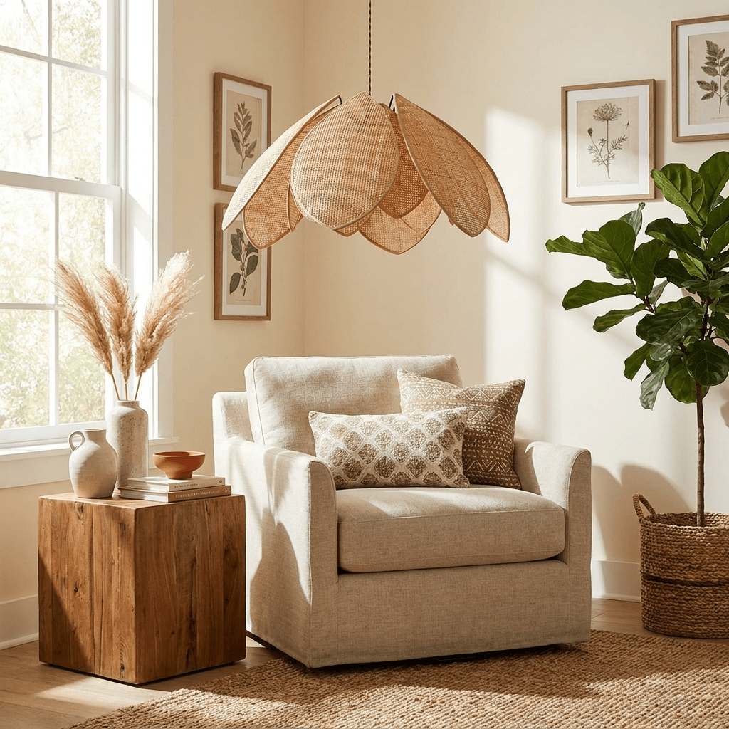 Rattan Flower Pendant Light — Pendant Light | Maison Monashee — view 5