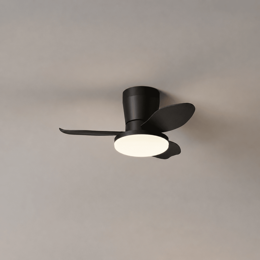 Black Flush Mount Ceiling Fan with Light — Ceiling Fan | Maison Monashee — view 9