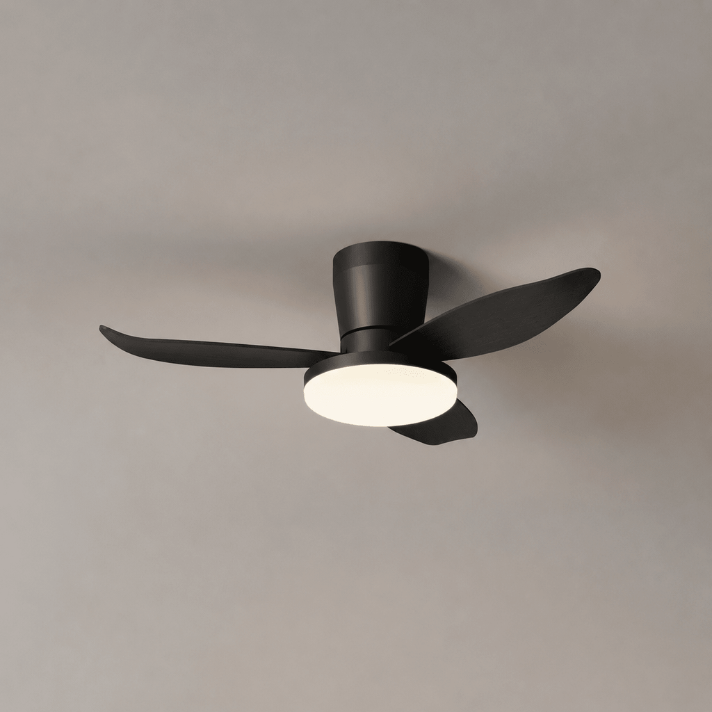 Black Flush Mount Ceiling Fan with Light — Ceiling Fan | Maison Monashee — view 10