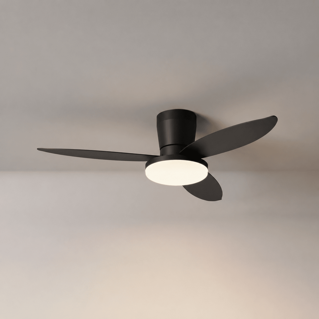 Black Flush Mount Ceiling Fan with Light — Ceiling Fan | Maison Monashee — view 11