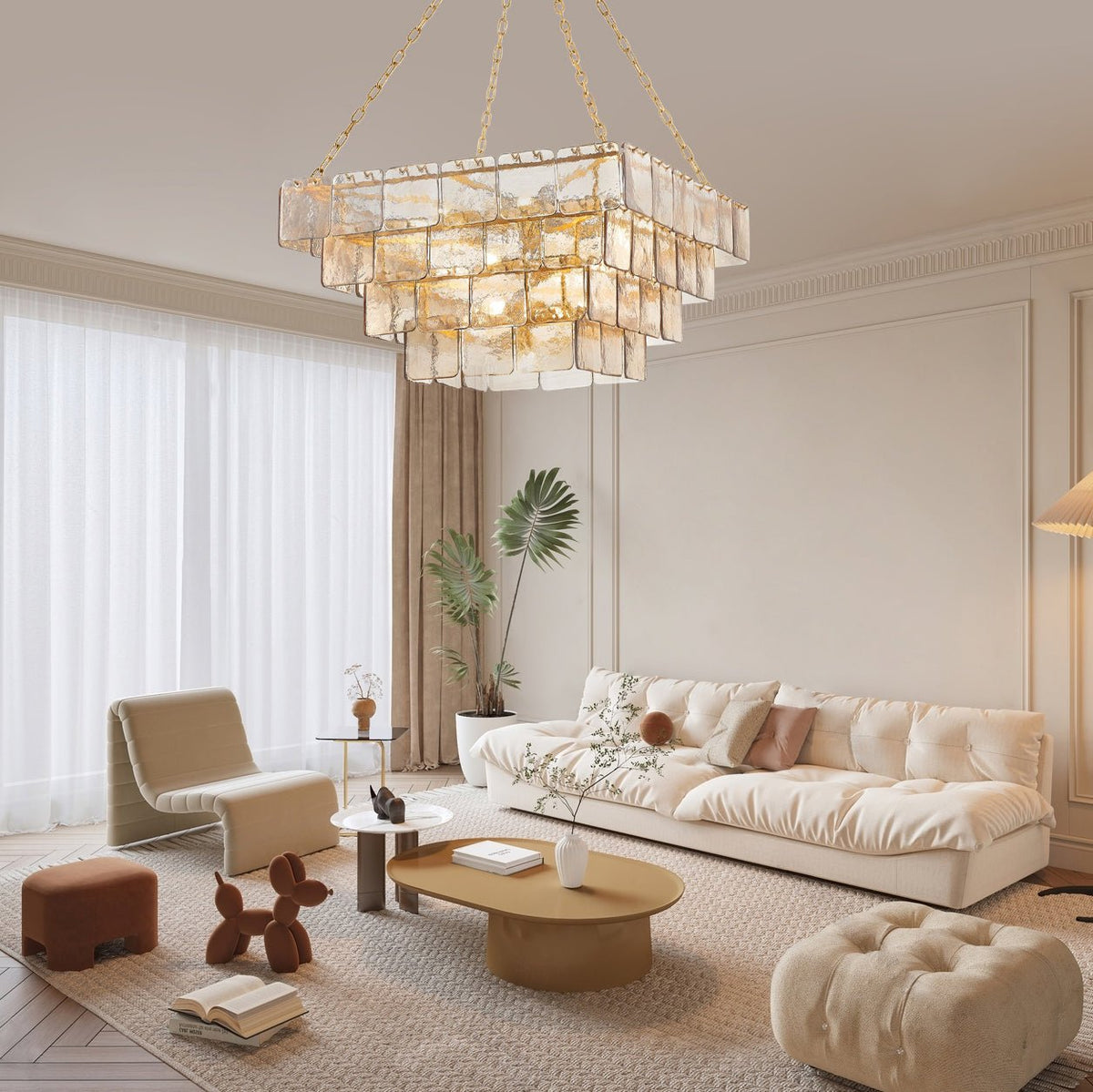 Square Glass Chandelier — Chandelier | Maison Monashee — view 14