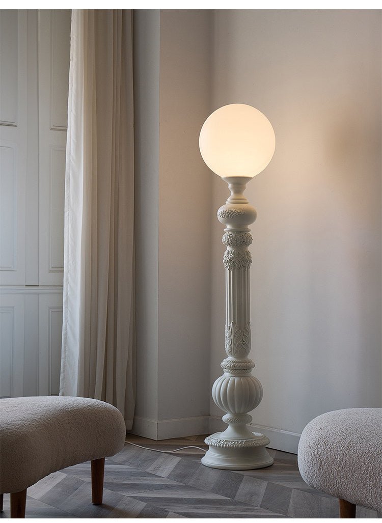 White Globe Floor Lamp — Floor Lamp | Maison Monashee — view 7